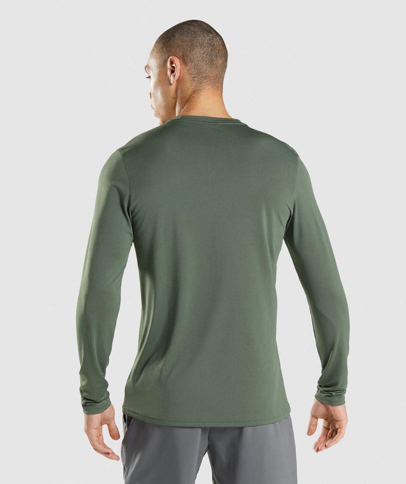 Gymshark Arrival Long Sleeve T-Shirts Férfi Zöld  Hungary |  PJRFU-2145