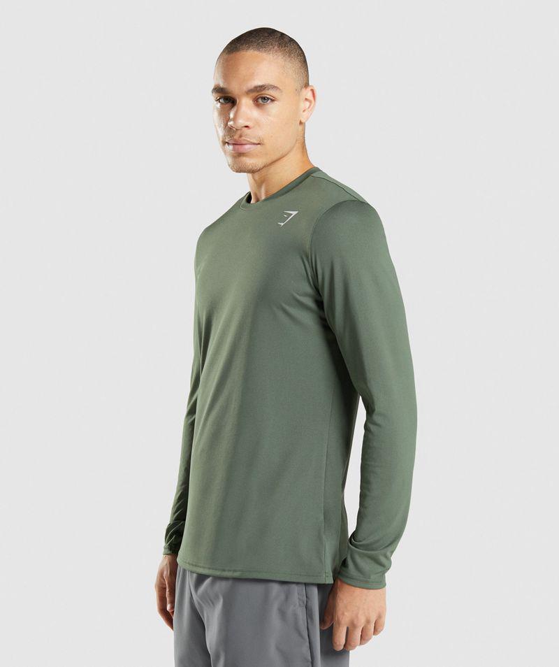 Gymshark Arrival Long Sleeve T-Shirts Férfi Zöld  Hungary |  PJRFU-2145