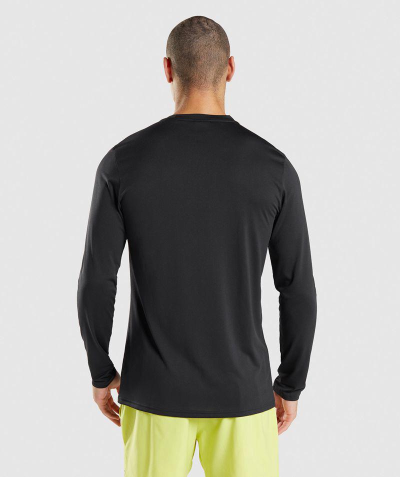 Gymshark Arrival Long Sleeve T-Shirts Férfi Fekete  Hungary |  QZIOW-7083