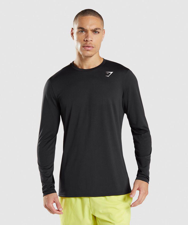 Gymshark Arrival Long Sleeve T-Shirts Férfi Fekete  Hungary |  QZIOW-7083