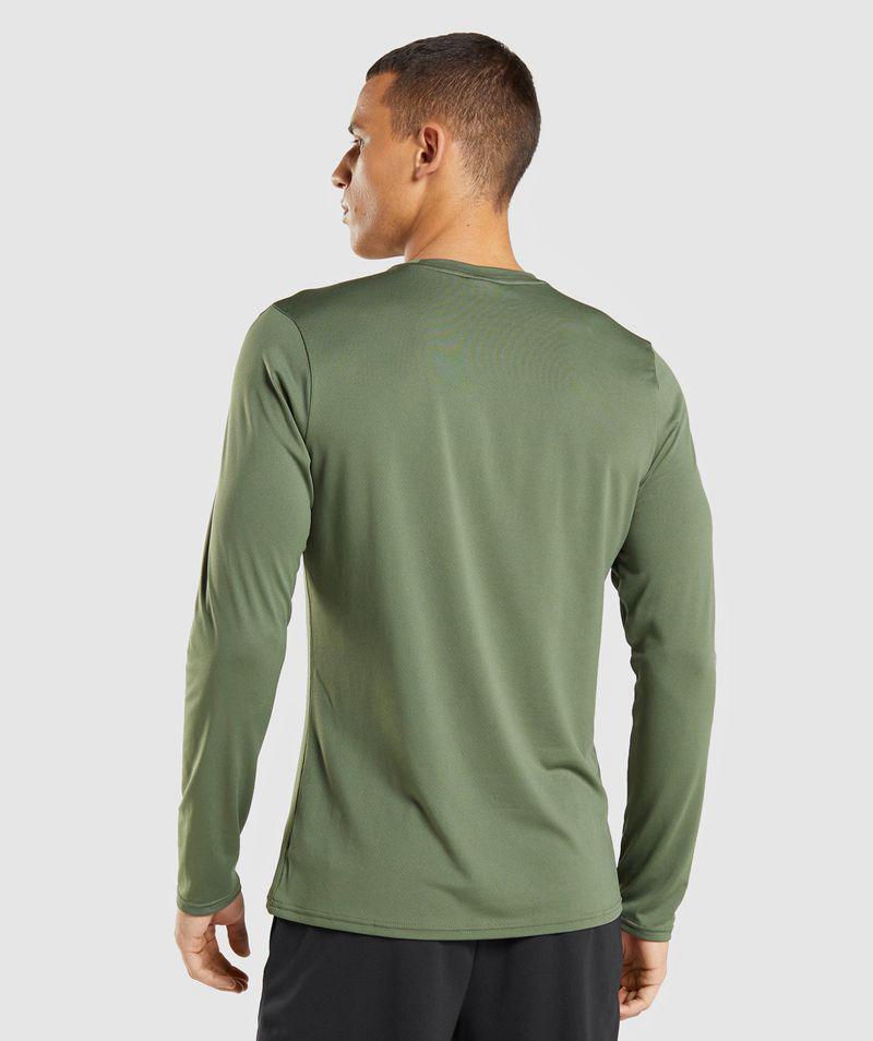 Gymshark Arrival Long Sleeve T-Shirts Férfi Olivazöld  Hungary |  XATNZ-9524