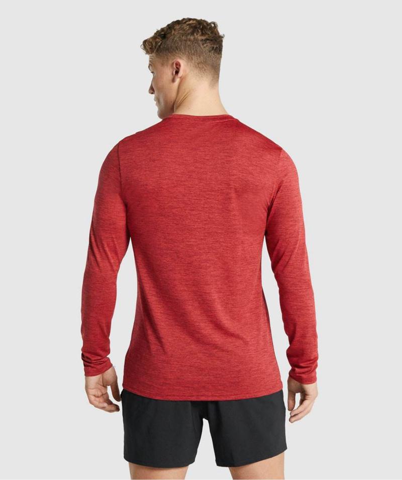 Gymshark Arrival Marl Long Sleeve Pulóverek Férfi Piros  Hungary |  RQBKN-2391