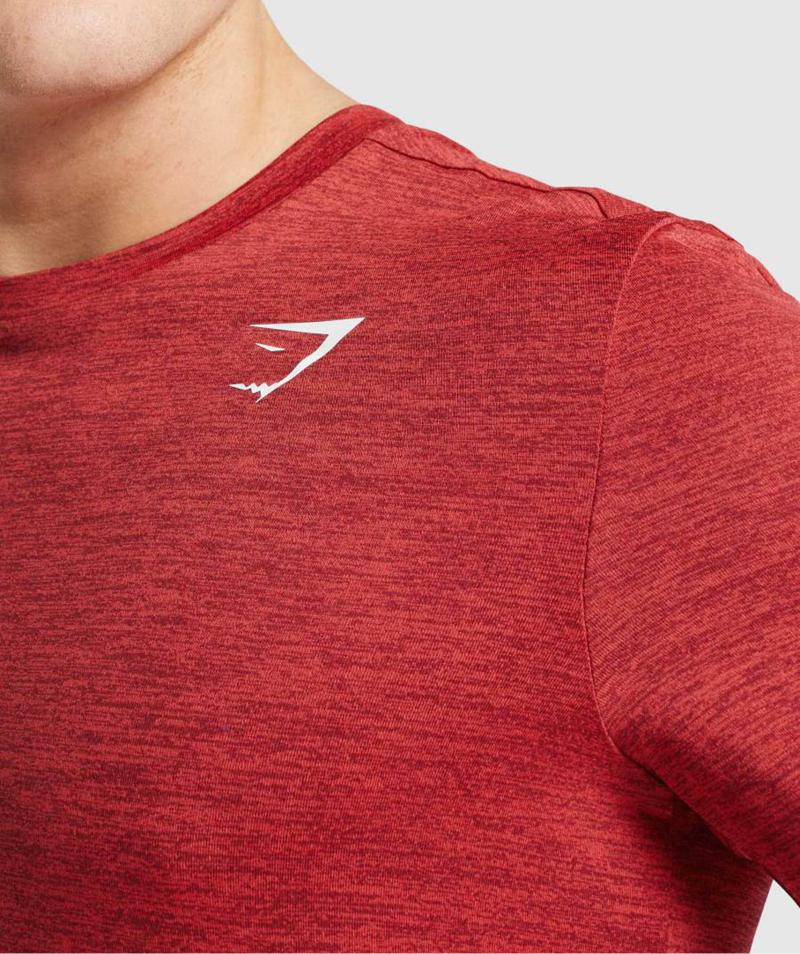 Gymshark Arrival Marl Long Sleeve Pulóverek Férfi Piros  Hungary |  RQBKN-2391