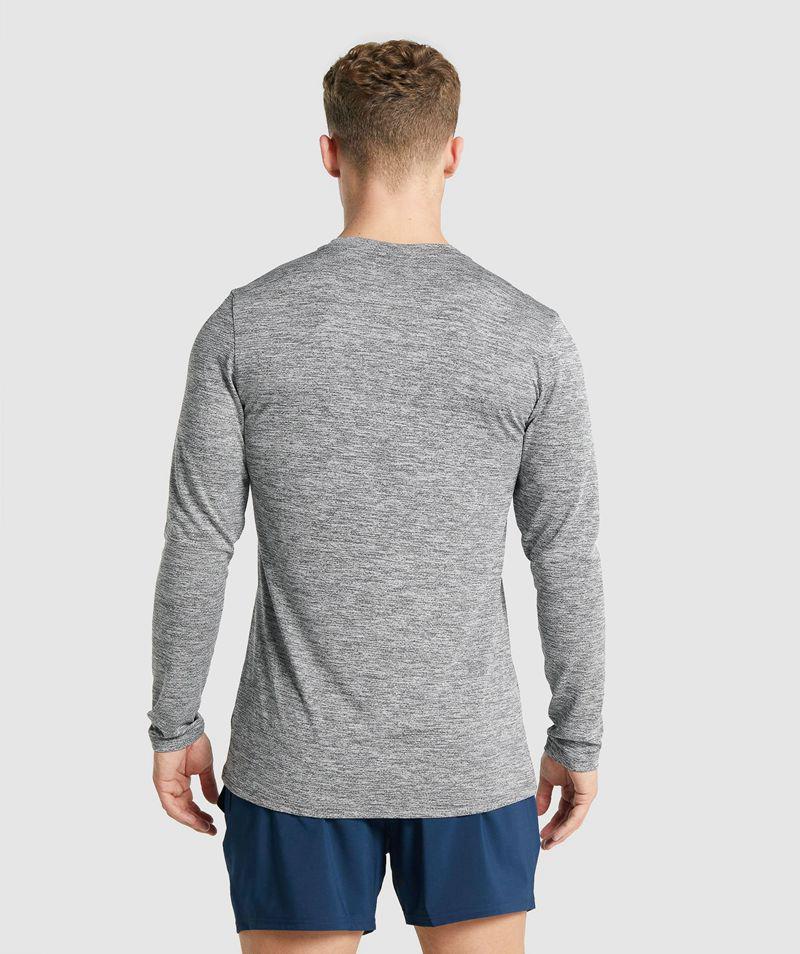 Gymshark Arrival Marl Long Sleeve T-Shirts Férfi Szürke  Hungary |  IKBVN-3285