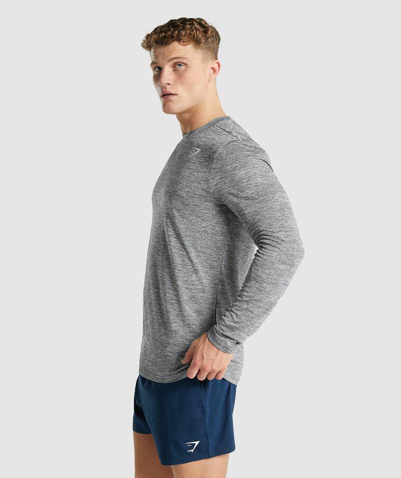 Gymshark Arrival Marl Long Sleeve T-Shirts Férfi Szürke  Hungary |  IKBVN-3285