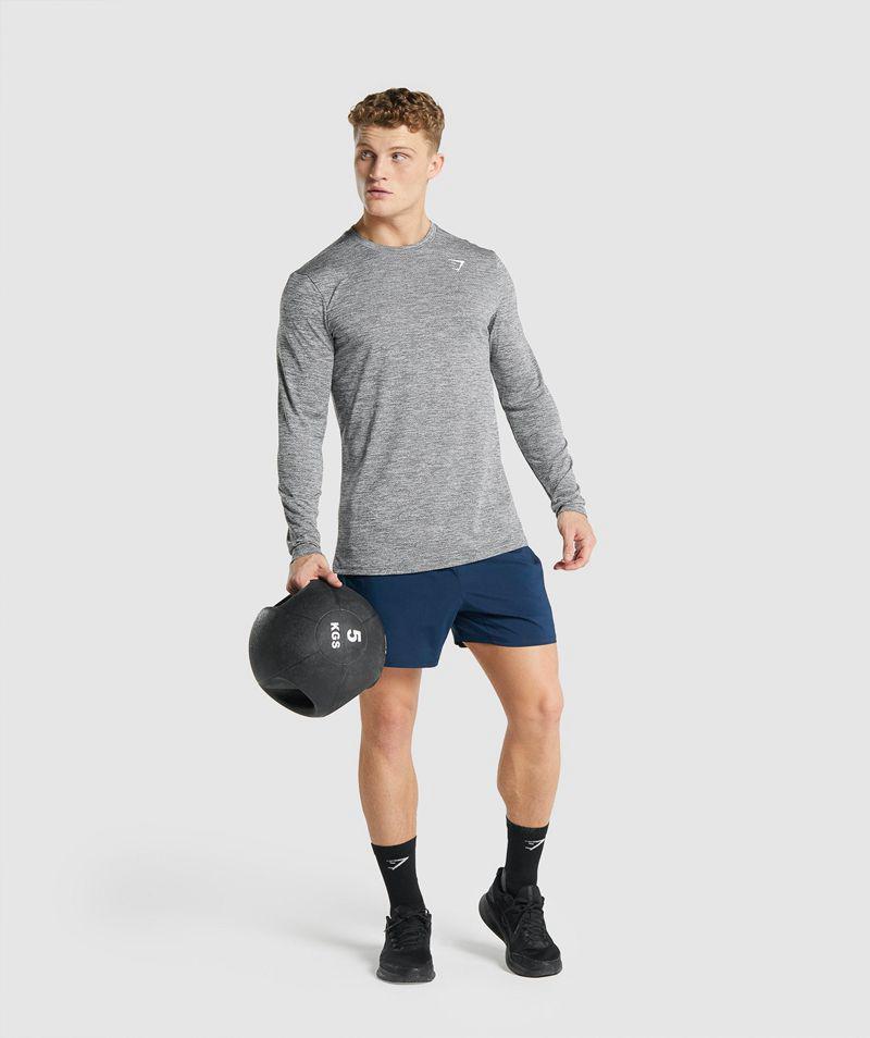 Gymshark Arrival Marl Long Sleeve T-Shirts Férfi Szürke  Hungary |  IKBVN-3285