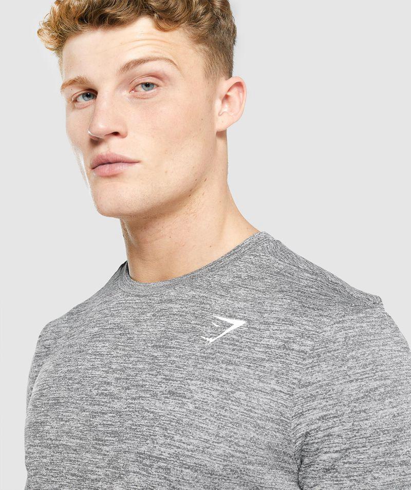 Gymshark Arrival Marl Long Sleeve T-Shirts Férfi Szürke  Hungary |  IKBVN-3285