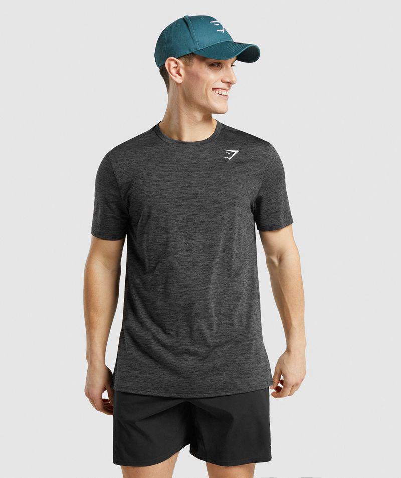 Gymshark Arrival Marl T-Shirts Férfi Fekete  Hungary |  HIJVM-9216