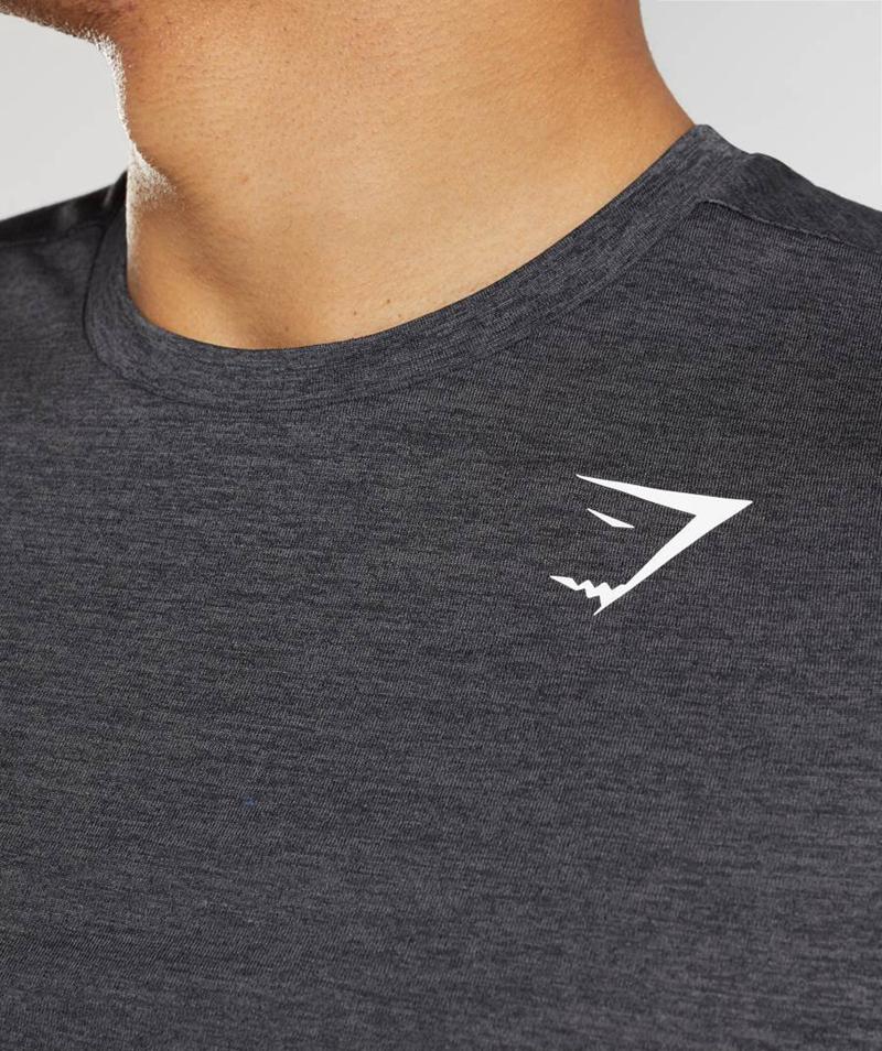 Gymshark Arrival Marl T-Shirts Férfi Fekete Fekete Szürke  Hungary |  PSDCK-1854