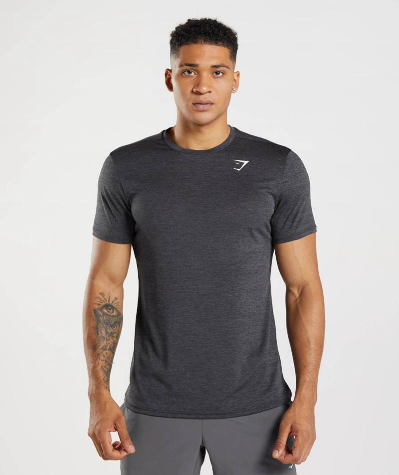 Gymshark Arrival Marl T-Shirts Férfi Fekete Fekete Szürke  Hungary |  PSDCK-1854