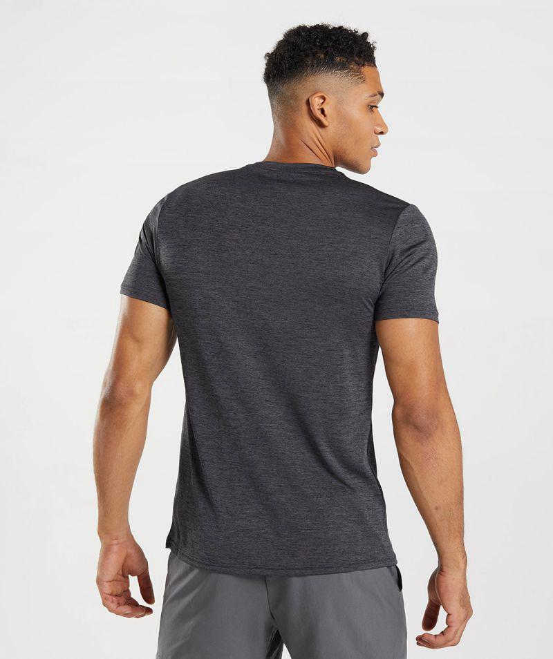 Gymshark Arrival Marl T-Shirts Férfi Fekete  Hungary |  QXLMO-0341