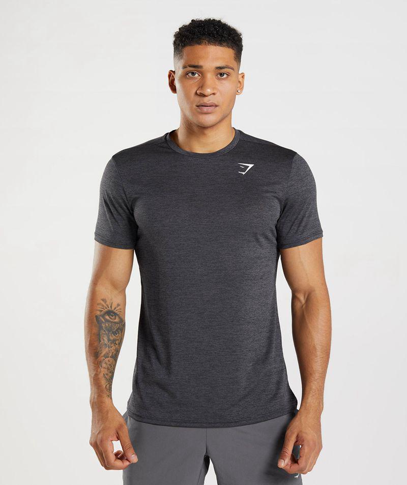 Gymshark Arrival Marl T-Shirts Férfi Fekete  Hungary |  QXLMO-0341