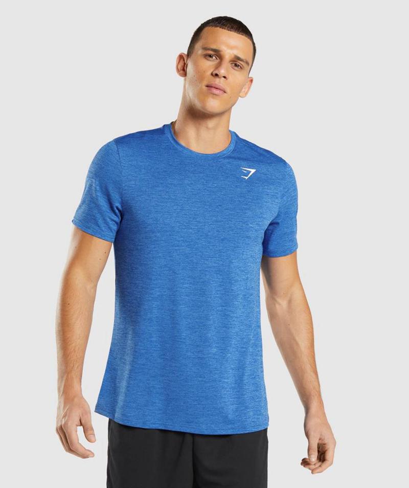 Gymshark Arrival Marl T-Shirts Férfi Kék Kék  Hungary |  WZSXK-6391