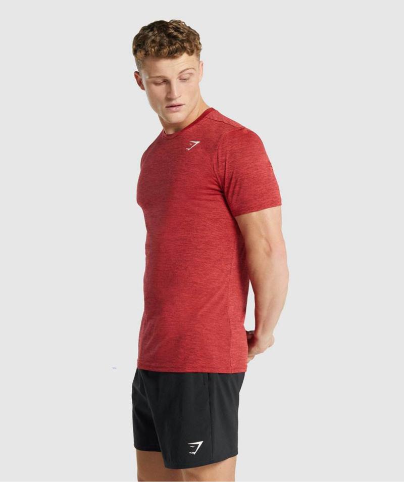 Gymshark Arrival Marl T-Shirts Férfi Piros  Hungary |  OIGFZ-0432