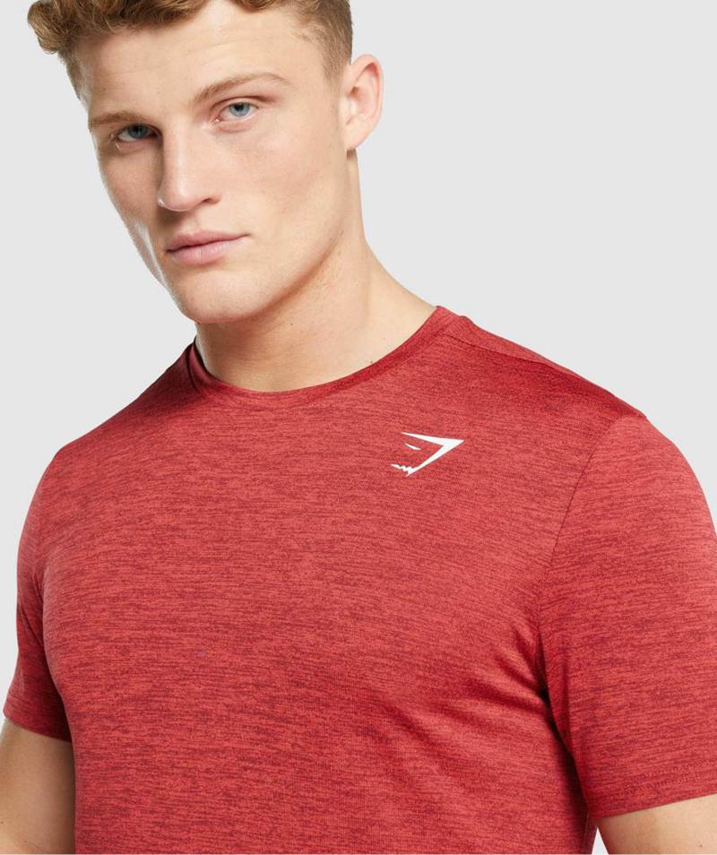 Gymshark Arrival Marl T-Shirts Férfi Piros  Hungary |  OIGFZ-0432