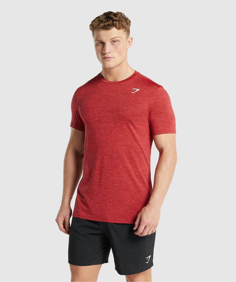 Gymshark Arrival Marl T-Shirts Férfi Piros  Hungary |  OIGFZ-0432