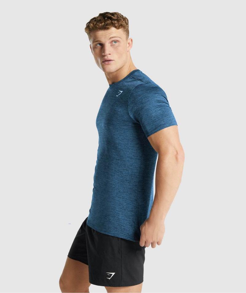 Gymshark Arrival Marl T-Shirts Férfi Sötétkék  Hungary |  RDUWH-4725