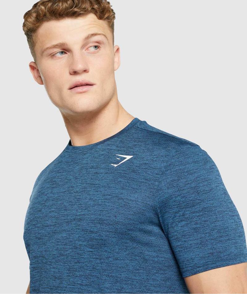 Gymshark Arrival Marl T-Shirts Férfi Sötétkék  Hungary |  RDUWH-4725