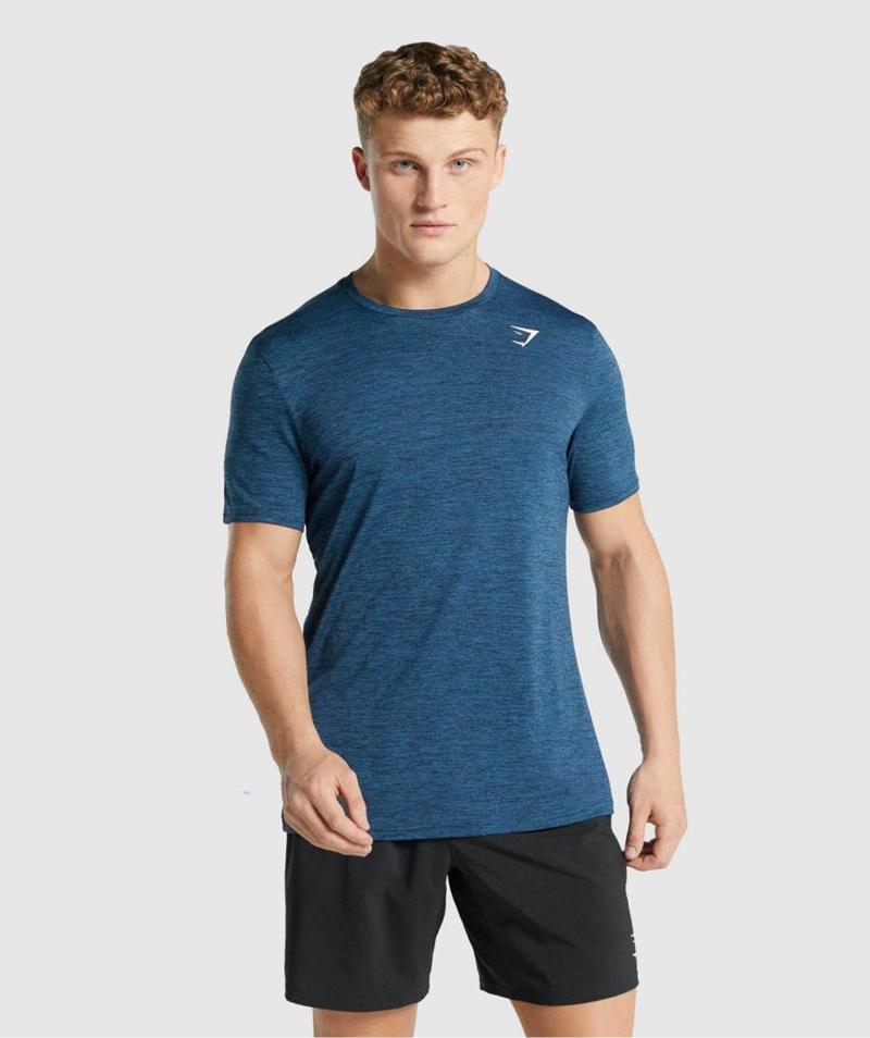 Gymshark Arrival Marl T-Shirts Férfi Sötétkék  Hungary |  RDUWH-4725