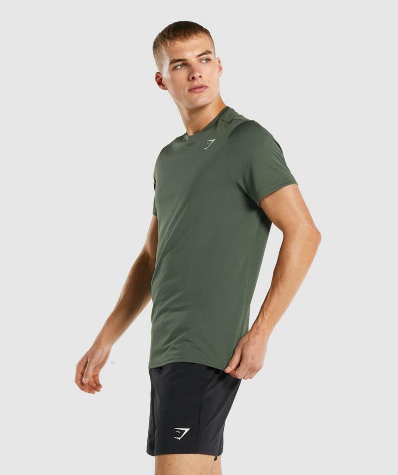 Gymshark Arrival Regular Fit T-Shirts Férfi Zöld  Hungary |  VYFMO-7416