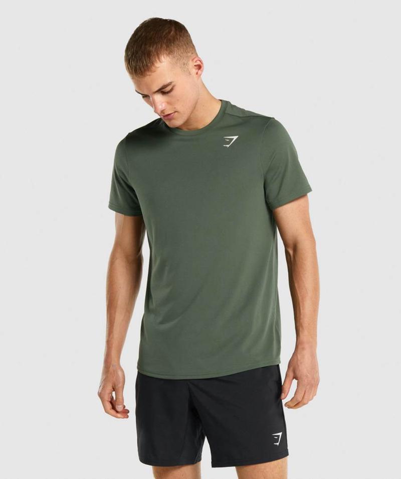 Gymshark Arrival Regular Fit T-Shirts Férfi Zöld  Hungary |  VYFMO-7416