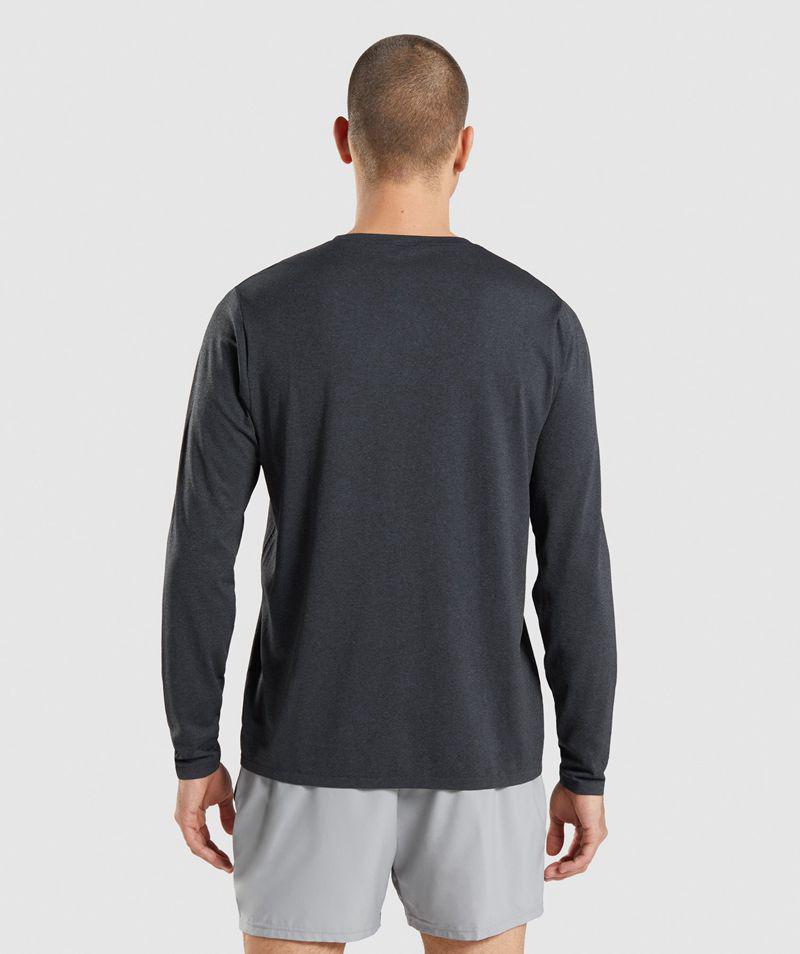 Gymshark Arrival Seamless Long Sleeve T-Shirts Férfi Fekete  Hungary |  GKHCF-4952