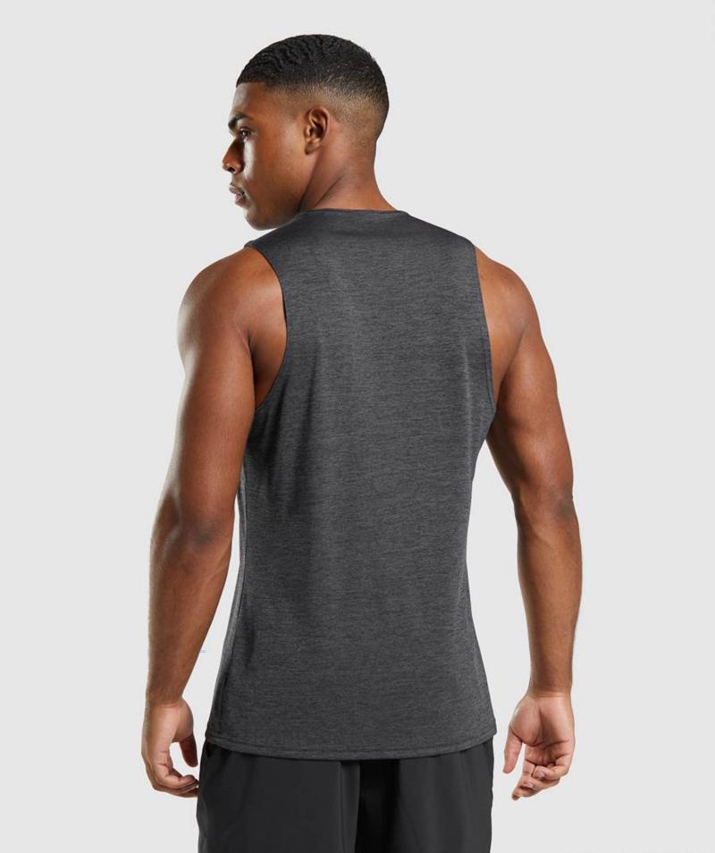 Gymshark Arrival Slim Marl Ujjatlan Póló Férfi Fekete Fekete Szürke  Hungary |  BVHRO-0859