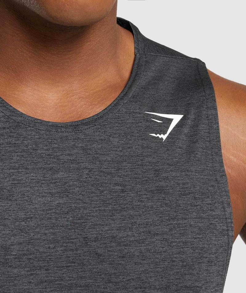 Gymshark Arrival Slim Marl Ujjatlan Póló Férfi Fekete Fekete Szürke  Hungary |  BVHRO-0859