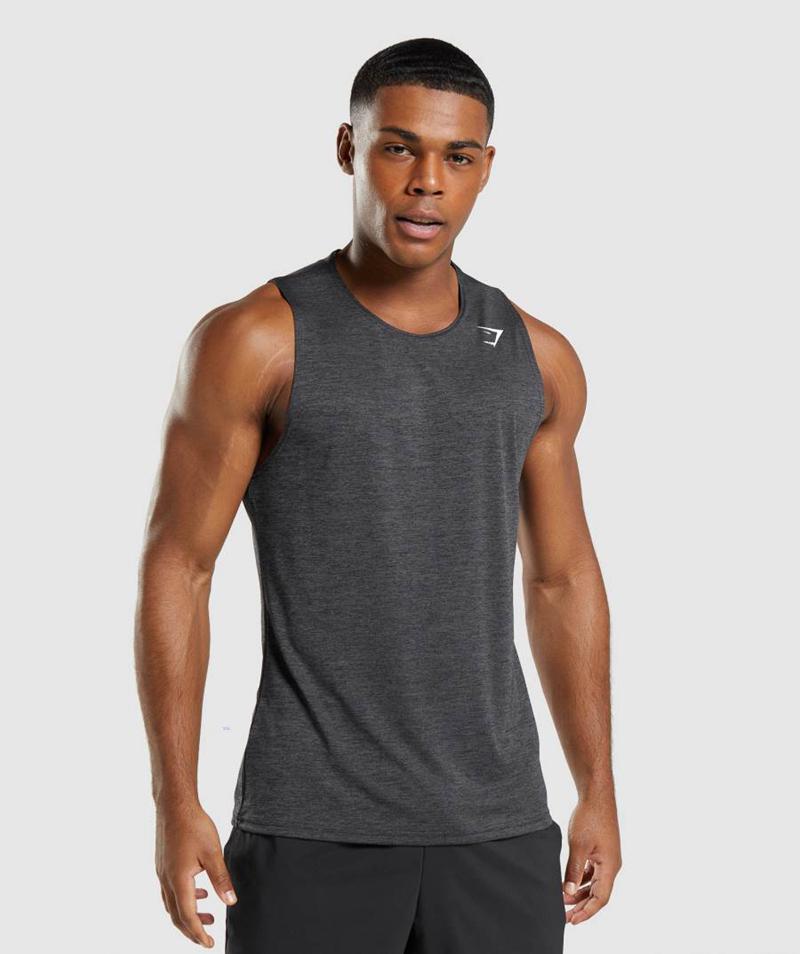 Gymshark Arrival Slim Marl Ujjatlan Póló Férfi Fekete Fekete Szürke  Hungary |  BVHRO-0859