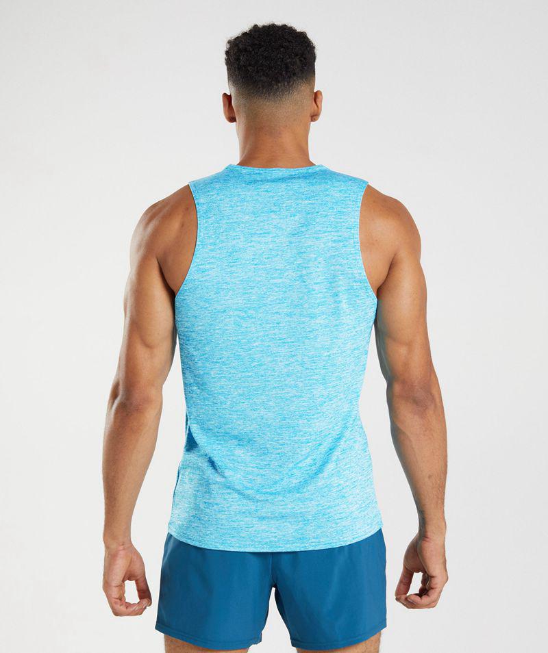 Gymshark Arrival Slim Marl Ujjatlan Póló Férfi Kék  Hungary |  DKRPX-7608