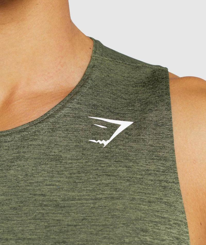 Gymshark Arrival Slim Marl Ujjatlan Póló Férfi Olivazöld Olivazöld  Hungary |  QVAIB-4532