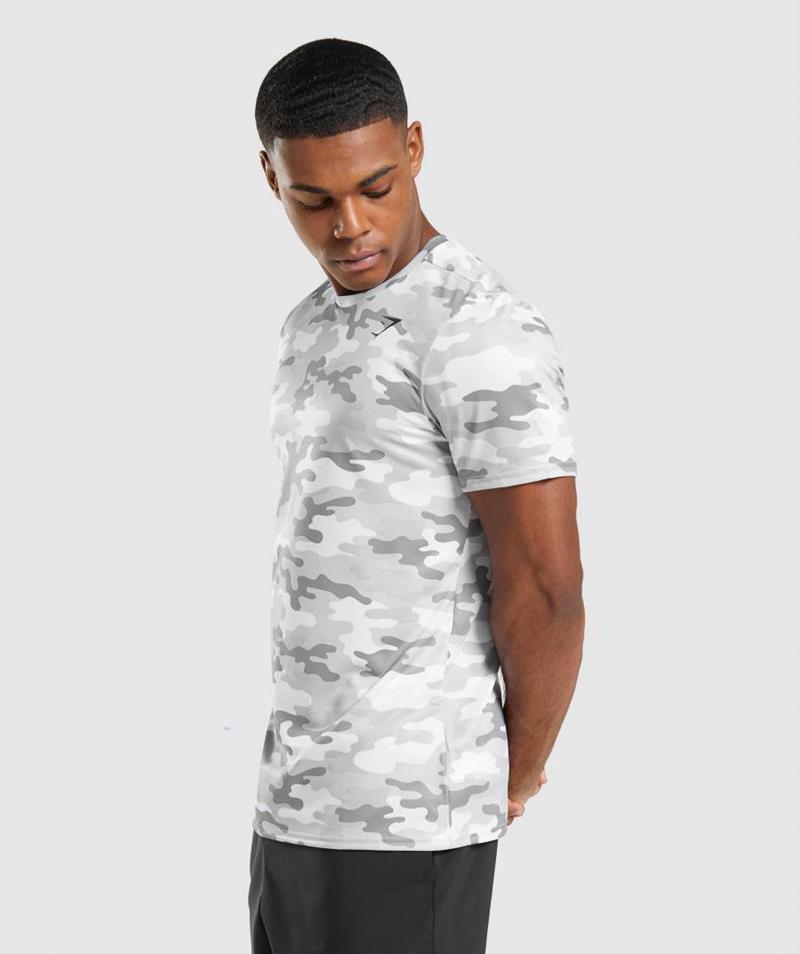 Gymshark Arrival T-Shirts Férfi Világos Szürke Camo  Hungary |  UZPLA-3219