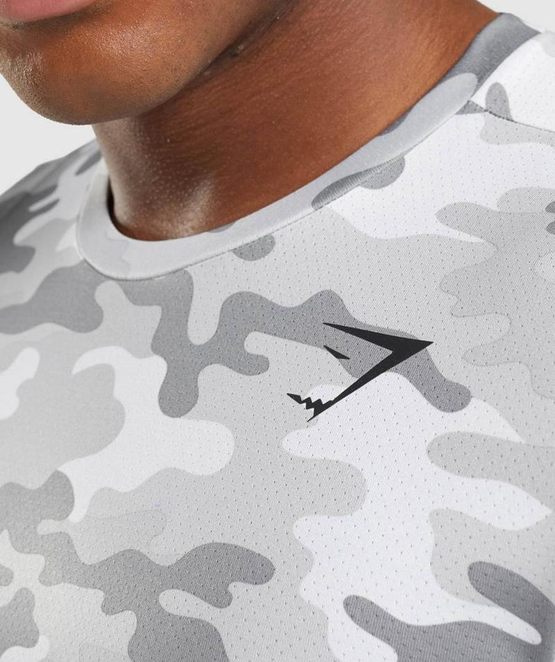 Gymshark Arrival T-Shirts Férfi Világos Szürke Camo  Hungary |  UZPLA-3219