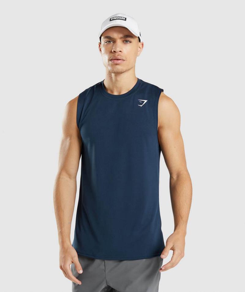 Gymshark Arrival Ujjatlan T-Shirts Férfi Sötétkék  Hungary |  VHPXF-8204