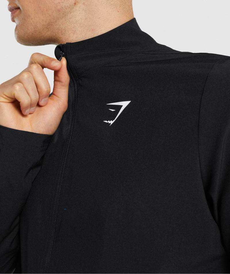 Gymshark Arrival Woven Full Zip Kabát Férfi Fekete  Hungary |  ANWSP-1956