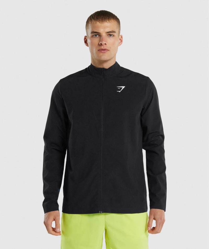 Gymshark Arrival Woven Full Zip Kabát Férfi Fekete  Hungary |  ANWSP-1956