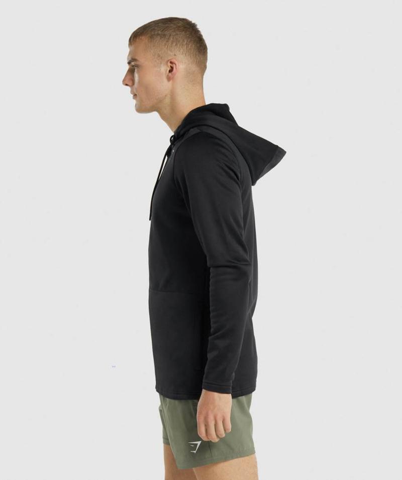 Gymshark Arrival Zip Up Kapucnis Pulóver Férfi Fekete  Hungary |  TWGBP-6014