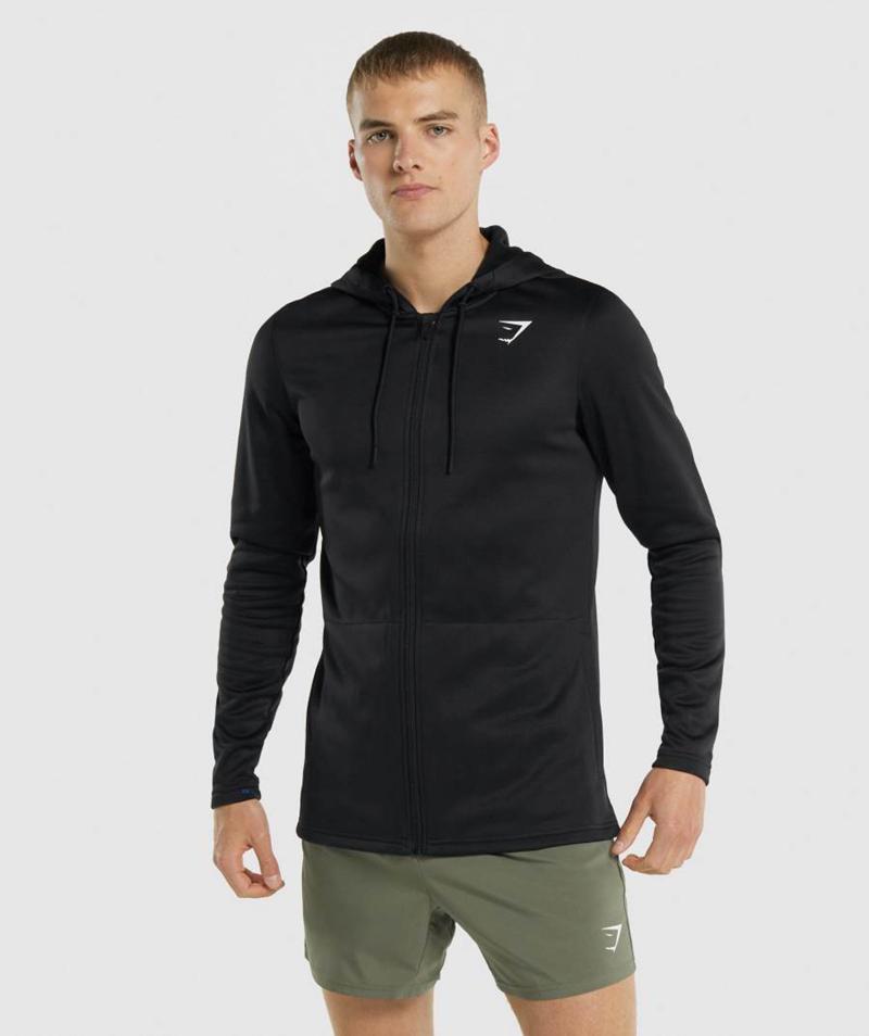 Gymshark Arrival Zip Up Kapucnis Pulóver Férfi Fekete  Hungary |  TWGBP-6014