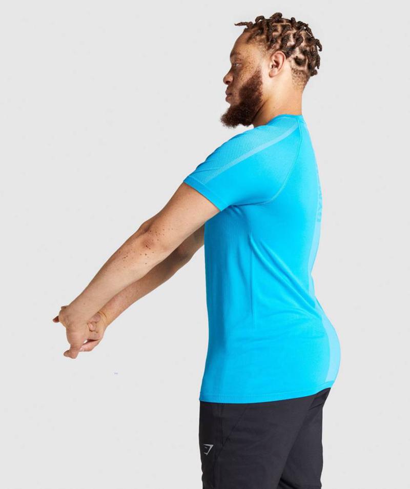 Gymshark Aspect Könnyű Seamless T-Shirts Férfi Kék  Hungary |  EAKFP-8230