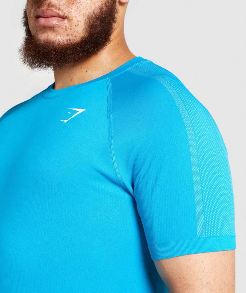 Gymshark Aspect Könnyű Seamless T-Shirts Férfi Kék  Hungary |  EAKFP-8230