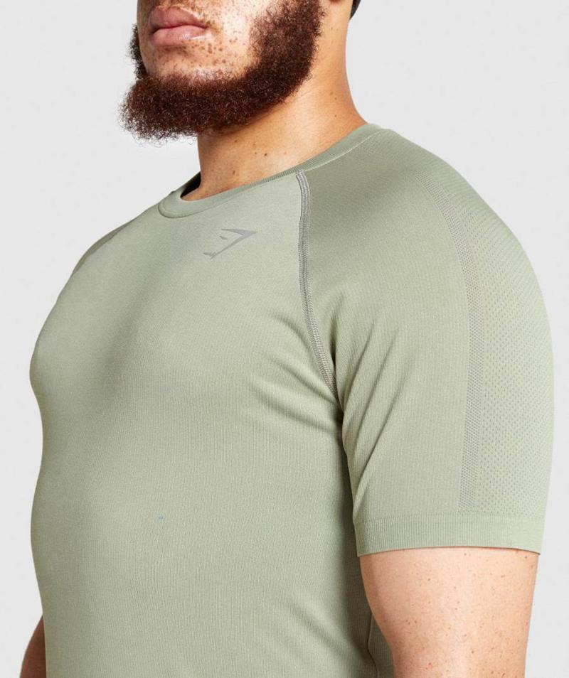 Gymshark Aspect Könnyű Seamless T-Shirts Férfi Világos Zöld  Hungary |  VLZUK-3817