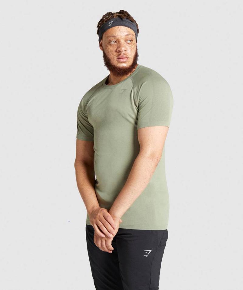 Gymshark Aspect Könnyű Seamless T-Shirts Férfi Világos Zöld  Hungary |  VLZUK-3817