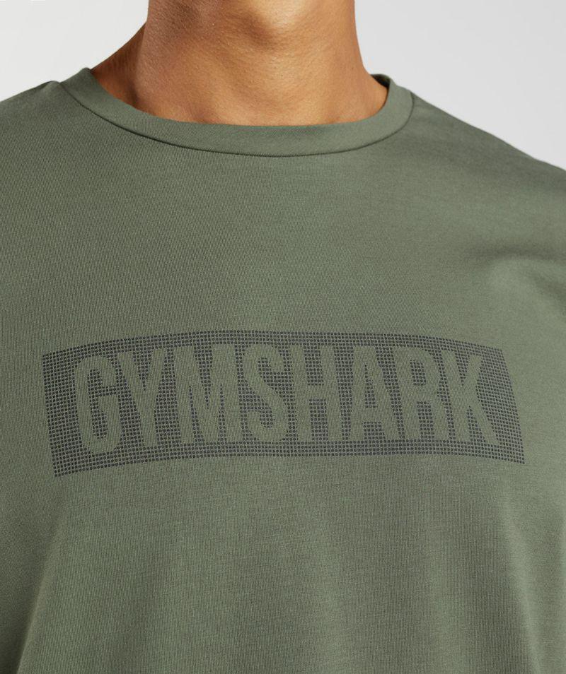 Gymshark Block Long Sleeve T-Shirts Férfi Olivazöld  Hungary |  MOPCY-5237