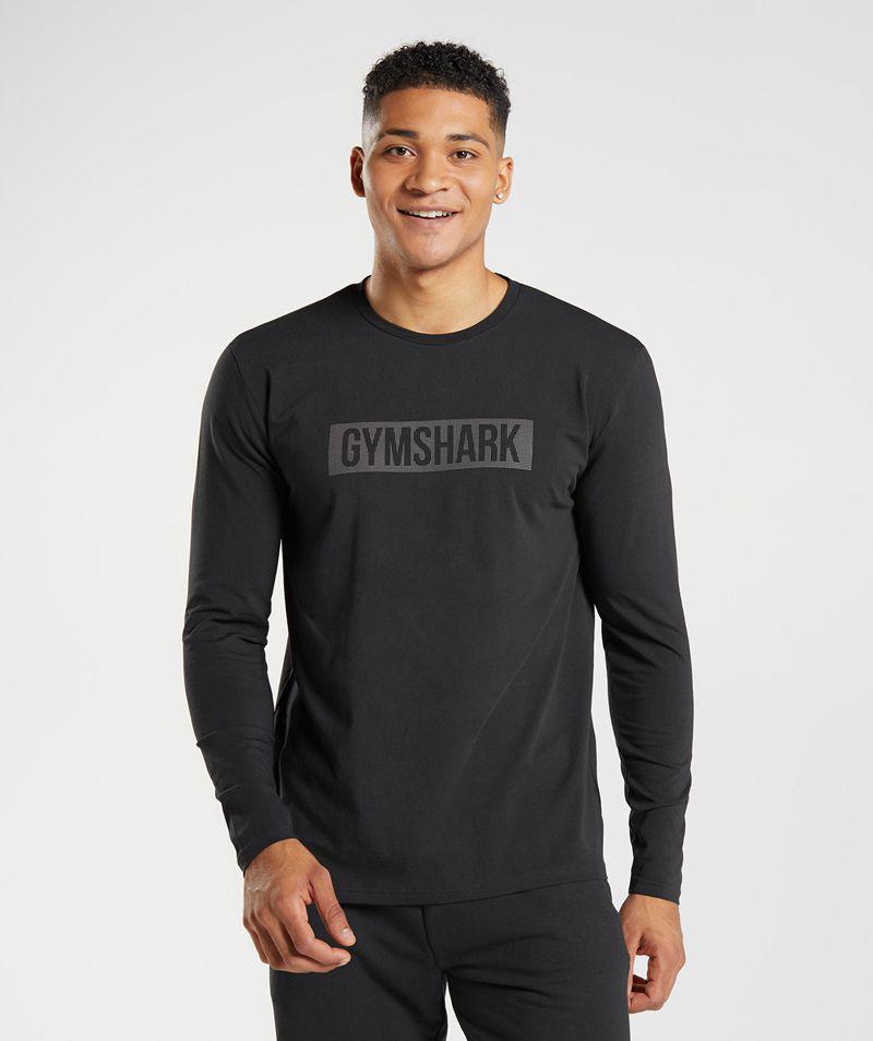 Gymshark Block Long Sleeve T-Shirts Férfi Fekete  Hungary |  PSYBD-1207