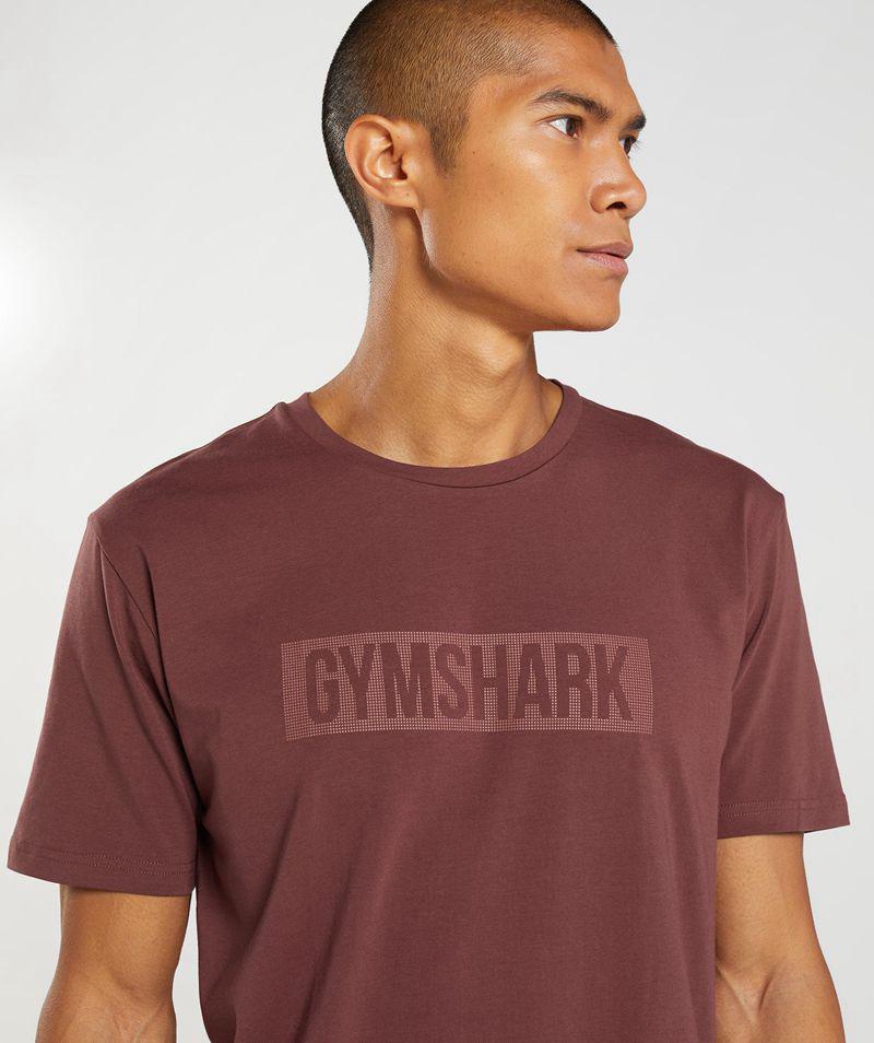 Gymshark Block T-Shirts Férfi Bordó  Hungary |  VXUMF-1584