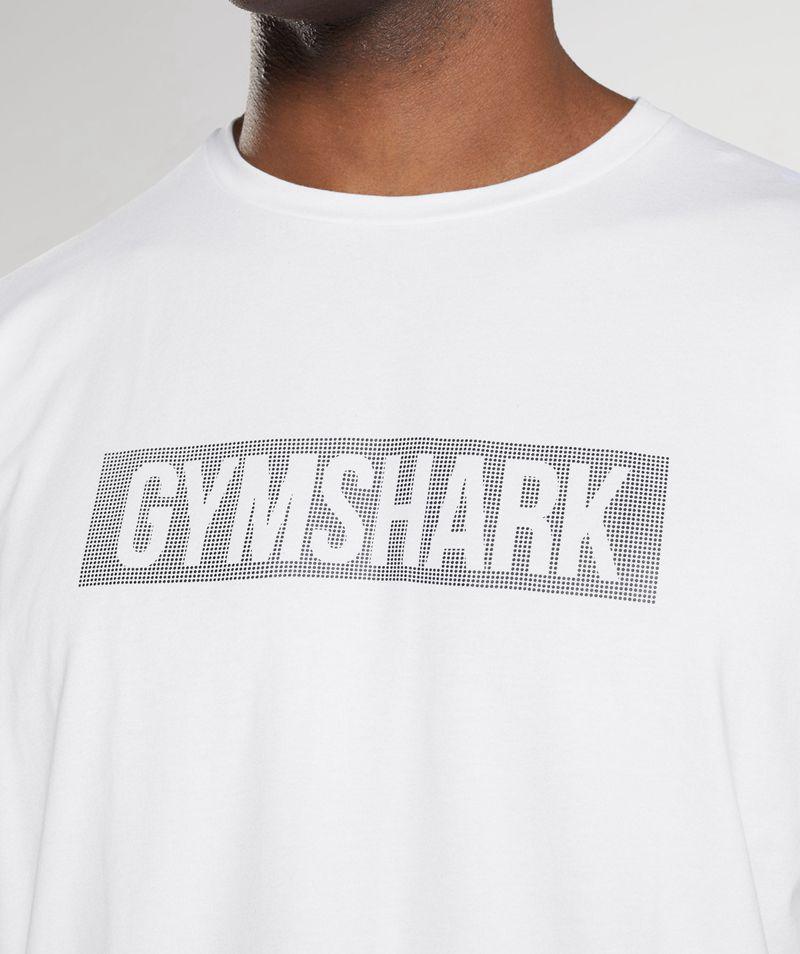 Gymshark Block T-Shirts Férfi Fehér  Hungary |  WOSKX-1763