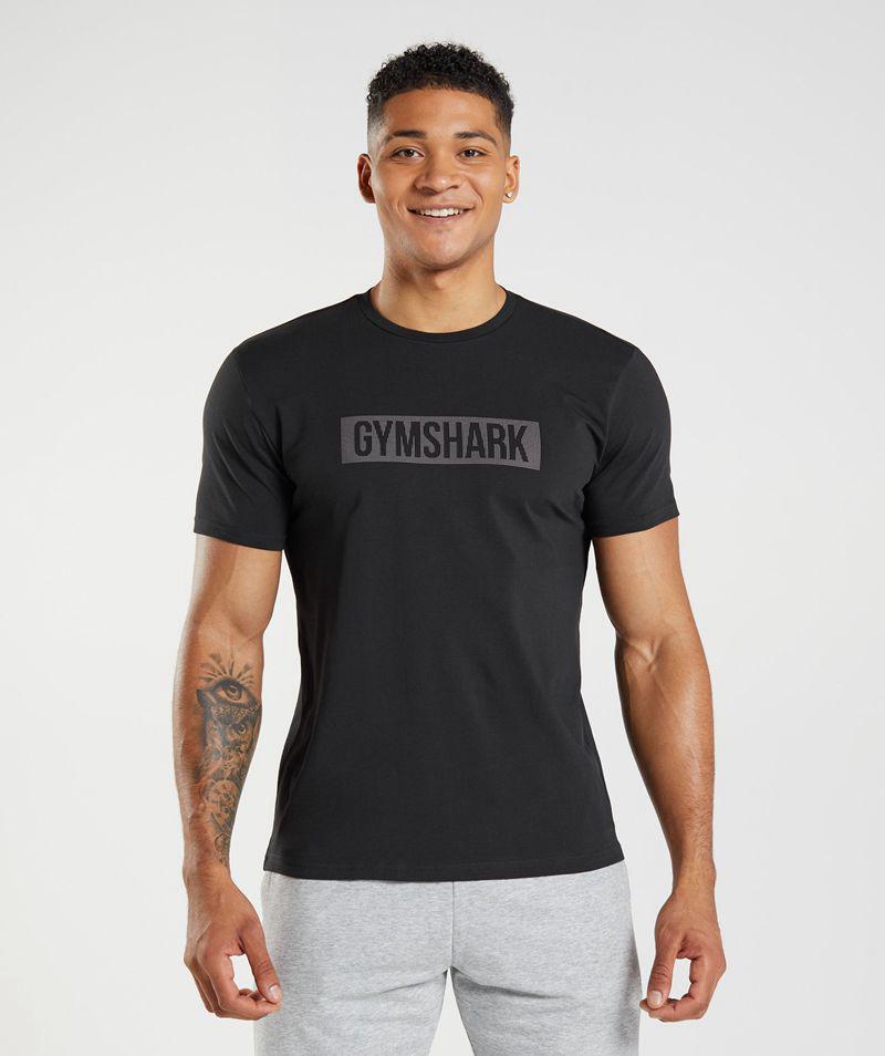 Gymshark Block T-Shirts Férfi Fekete  Hungary |  PFZAG-9716