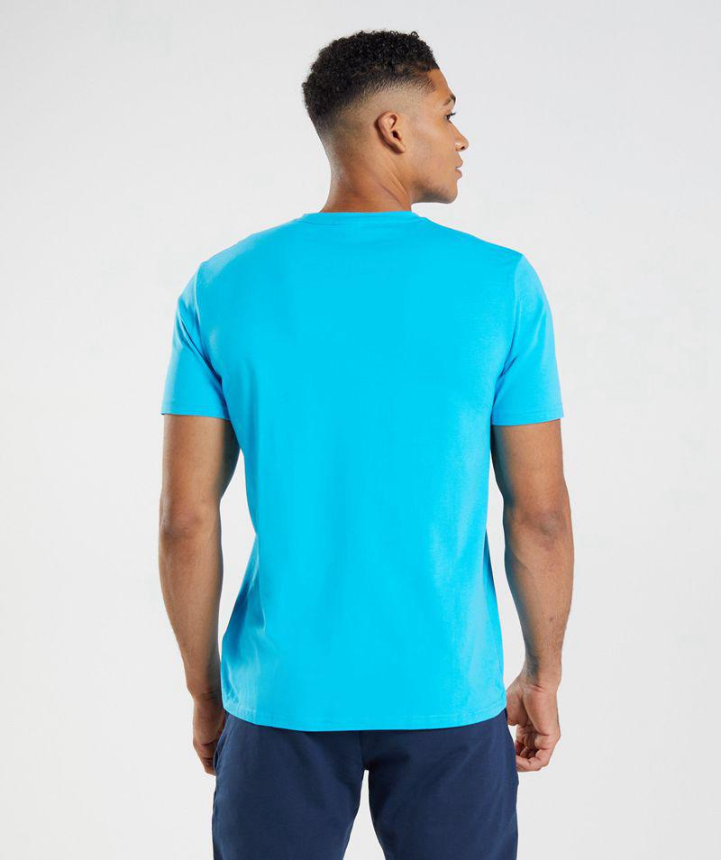 Gymshark Block T-Shirts Férfi Kék  Hungary |  YZISV-3145