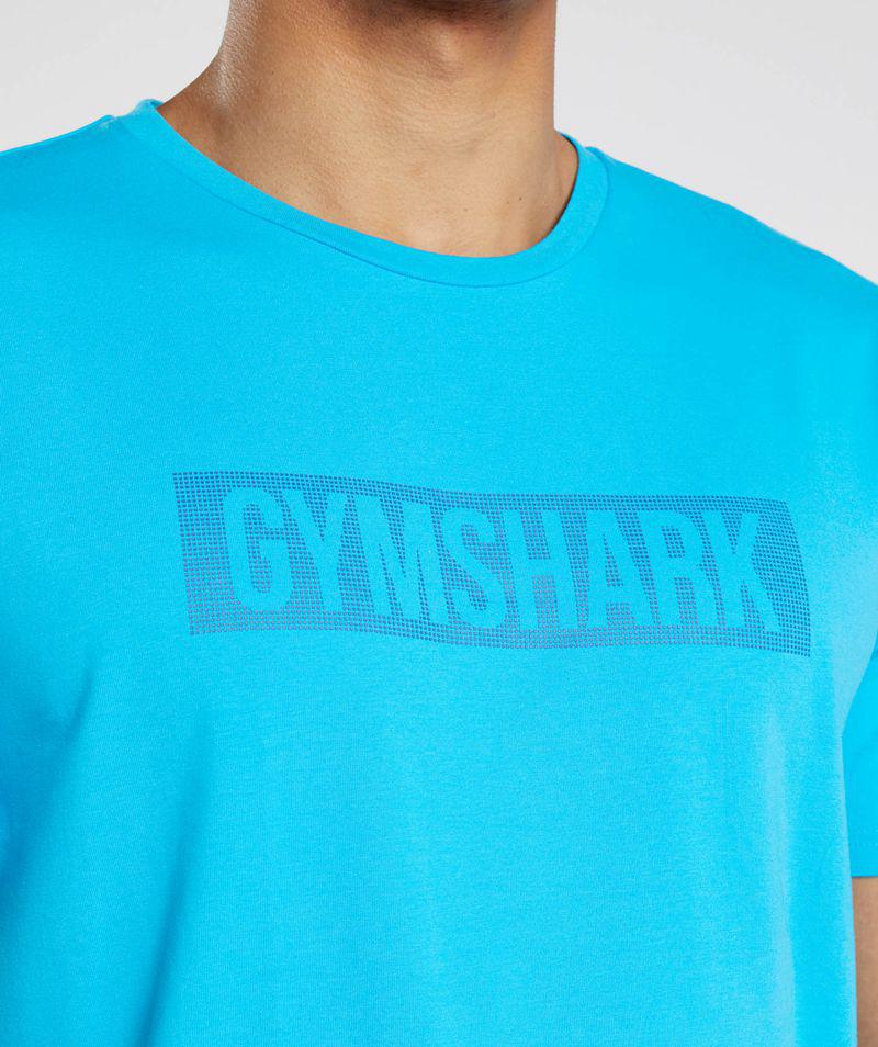 Gymshark Block T-Shirts Férfi Kék  Hungary |  YZISV-3145