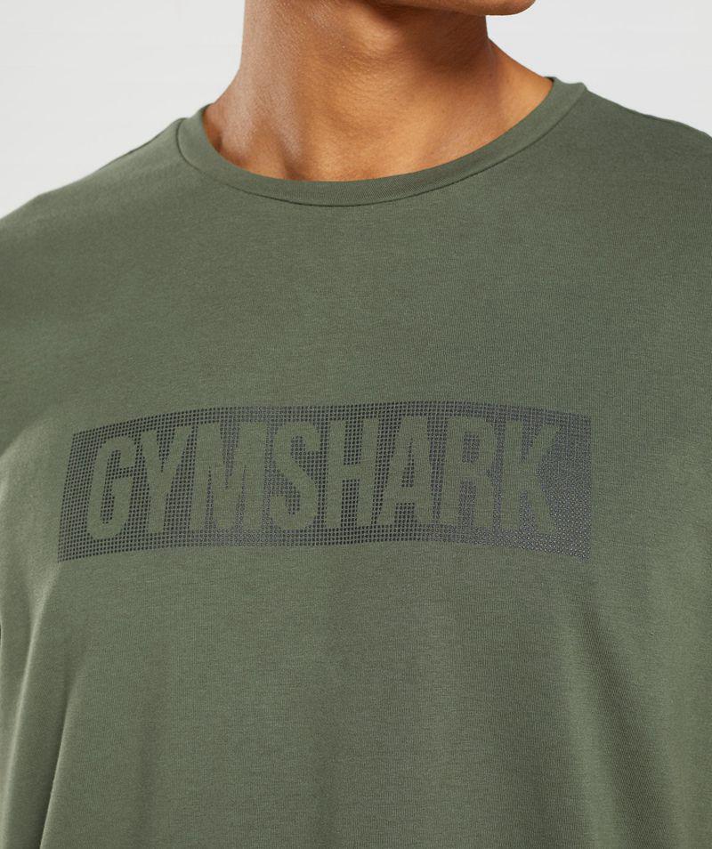 Gymshark Block T-Shirts Férfi Olivazöld  Hungary |  EFPWY-7684